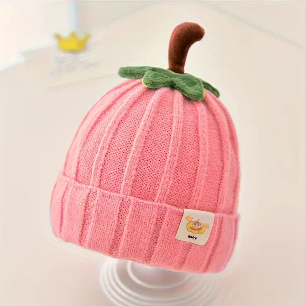 Soft Warm Kids Pumpkin Hat - Pink